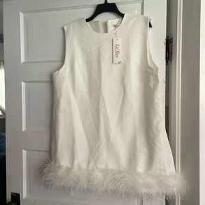 white feather dress